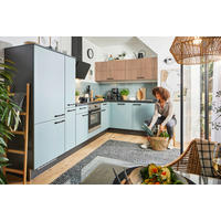 ECKKÜCHE XO 15 305/185 cm  in Eichefarben, Pastellblau  - Pastellblau/Eichefarben, Design, Holzwerkstoff/Metall (305/185cm) - Xora