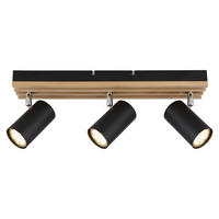 BODOVÉ SVIETIDLO, 25 W/GU10, 41/8/12,5 cm - čierna/farba pínie, Natur, kov/drevo (41/8/12,5cm) - Novel