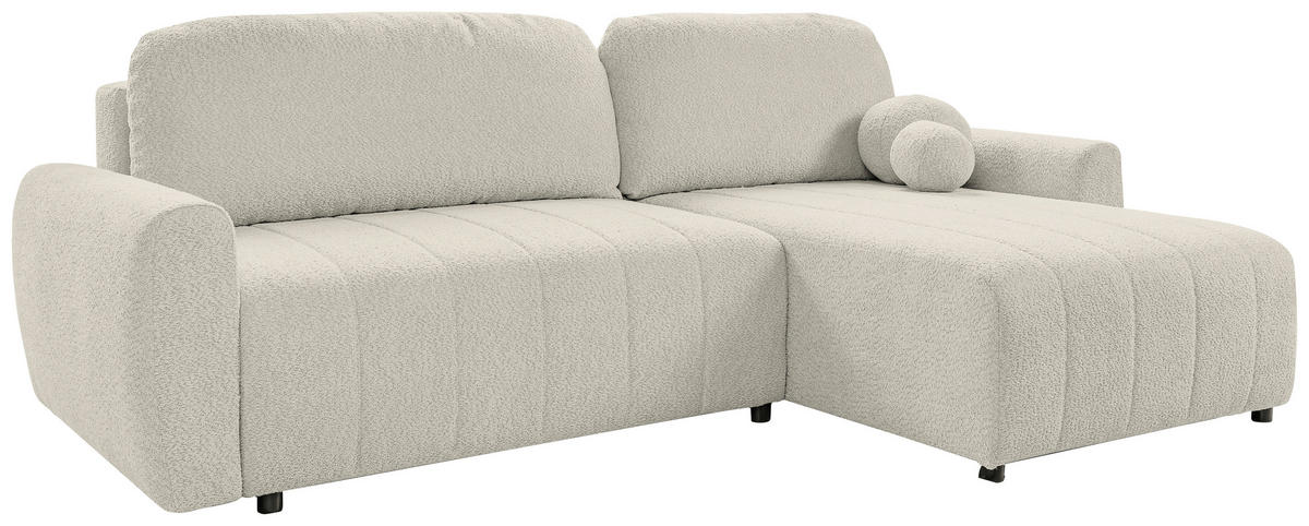 ECKSOFA LUNA Beige Struktur, Bouclé  - Beige/Schwarz, Basics, Kunststoff/Textil (260/161cm) - Livetastic