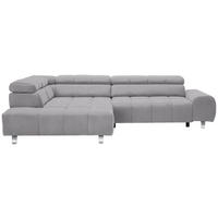 ECKSOFA in Webstoff Hellgrau  201/295 cm  - Dunkelgrau/Silberfarben, Design, Textil/Metall (201/295cm) - Hom`in