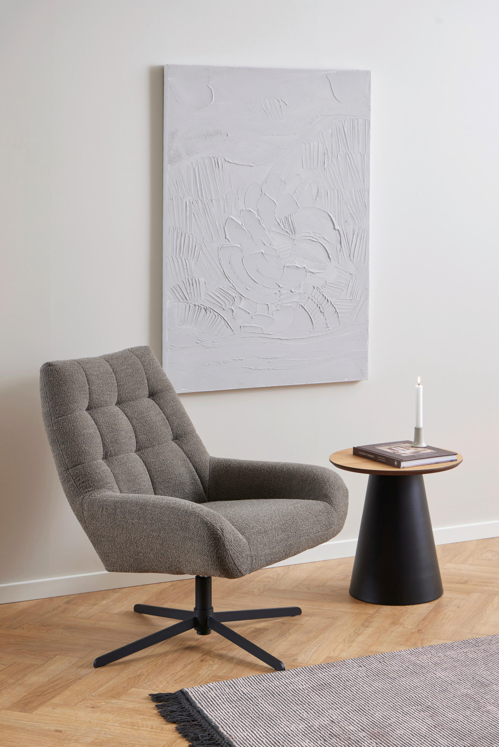 SESSEL in Bouclé Taupe  - Taupe/Schwarz, MODERN, Textil/Metall (73ml) - Livetastic