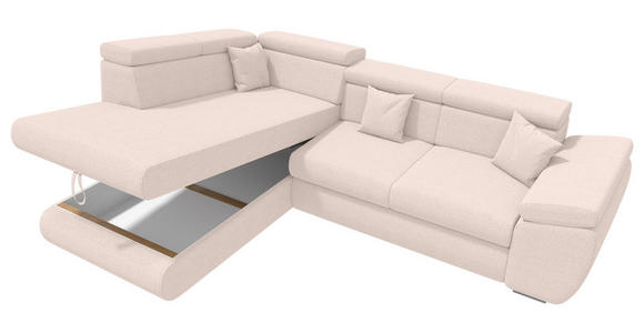 ECKSOFA  in Struktur Creme  - Chromfarben/Creme, KONVENTIONELL, Kunststoff/Textil (205/282cm) - Carryhome