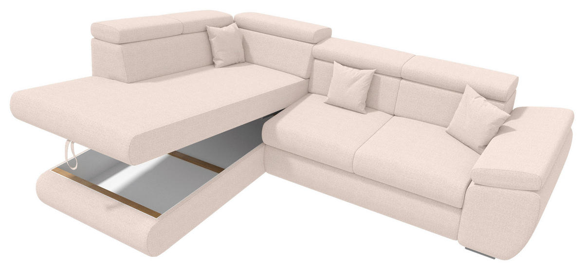 ECKSOFA Creme Struktur  - Chromfarben/Creme, KONVENTIONELL, Kunststoff/Textil (205/282cm) - Carryhome