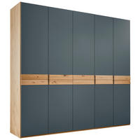 DREHTÜRENSCHRANK 250/229/60 cm,  in Blau, Eichefarben, 5-türig  - Blau/Eichefarben, Design, Holzwerkstoff/Metall (250/229/60cm) - Dieter Knoll