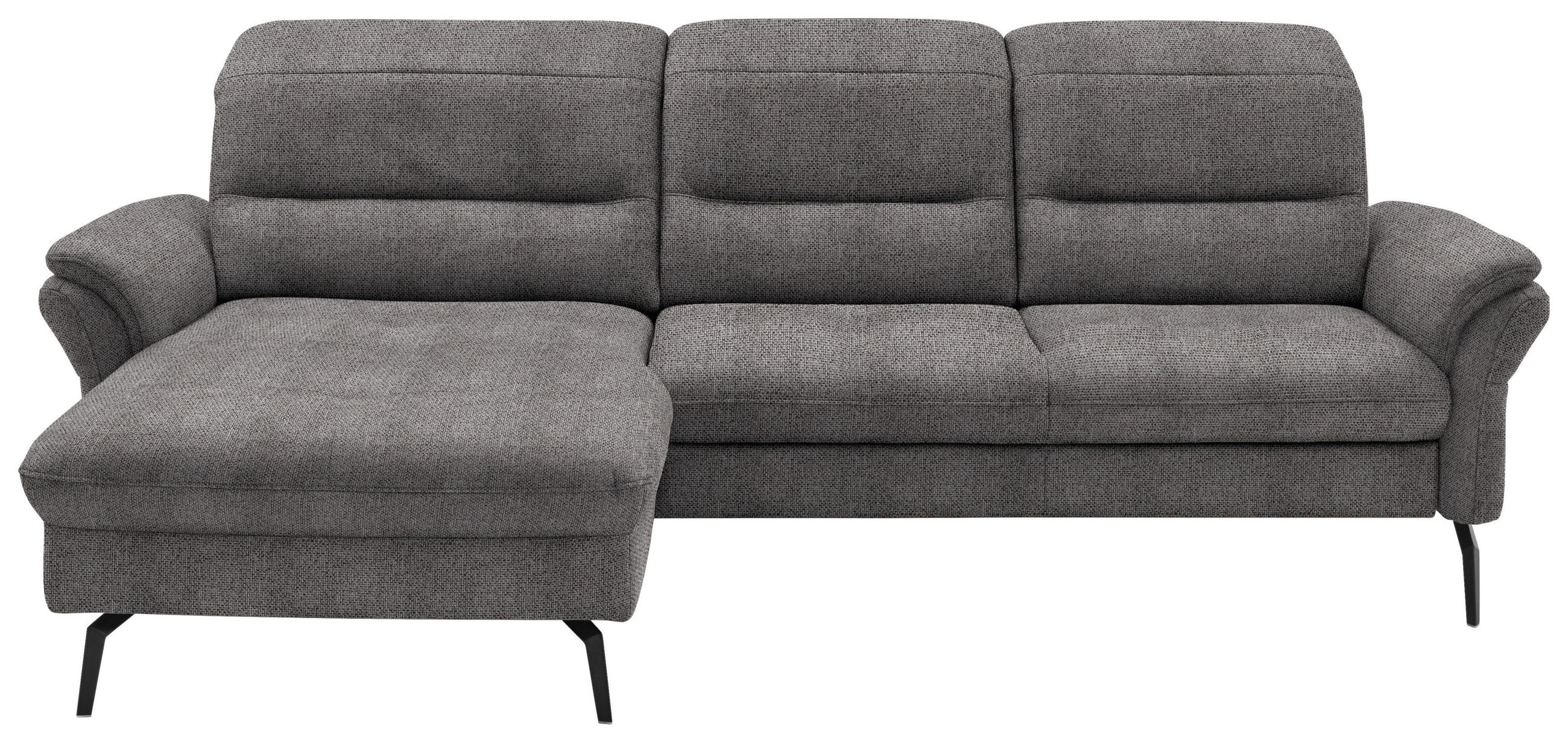 ECKSOFA in Flachgewebe Dunkelbraun  181/260 cm  - Dunkelbraun/Schwarz, KONVENTIONELL, Textil/Metall (181/260cm) - Beldomo Speed