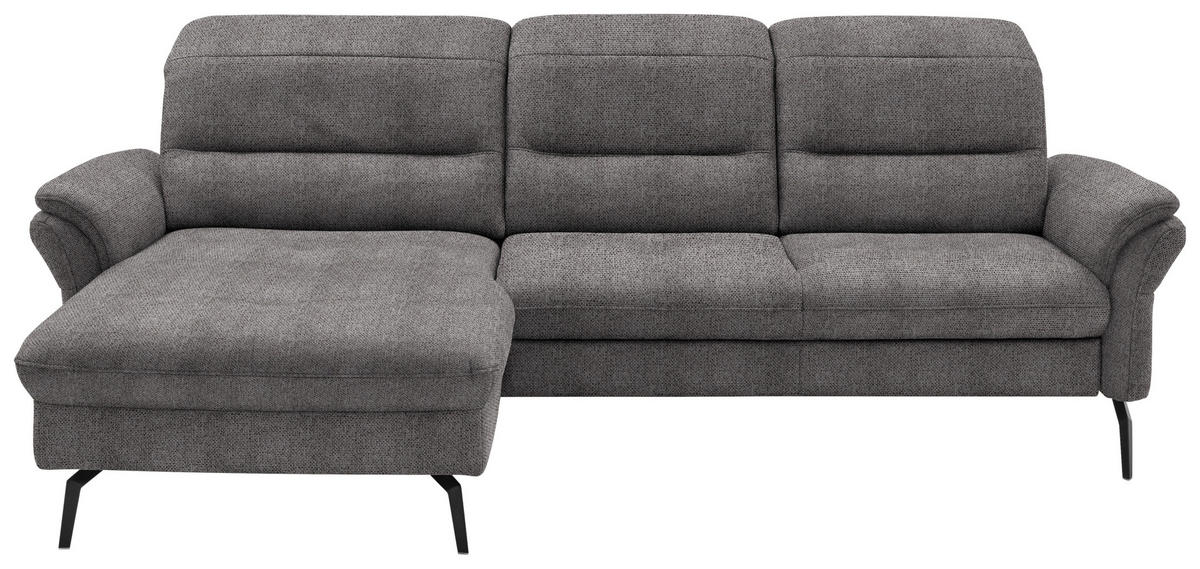 ECKSOFA in Flachgewebe Dunkelbraun  181/260 cm  - Dunkelbraun/Schwarz, KONVENTIONELL, Textil/Metall (181/260cm) - Beldomo Speed