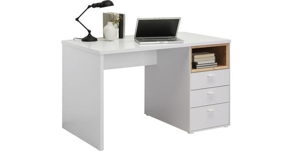 SCHREIBTISCH - Eichefarben/Alufarben, Design, Holzwerkstoff/Metall (120/74/70cm) - Hom`in