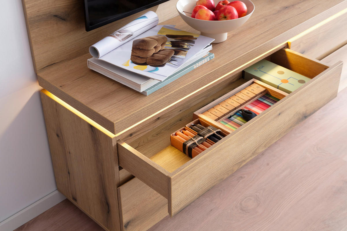 TV-ELEMENT - Eichefarben, Design, Holzwerkstoff (180/58/40cm) - Livetastic