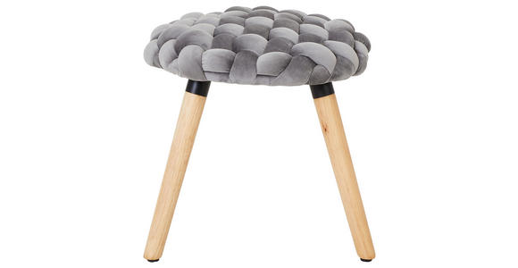 HOCKER Samt Kautschukholz Grau  - Hellbraun/Naturfarben, Trend, Holz/Textil (40/40/40cm) - Xora