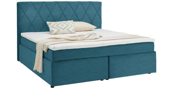 BOXSPRINGBETT 180/200 cm  in Hellblau  - Schwarz/Hellblau, Design, Kunststoff/Textil (180/200cm) - Xora