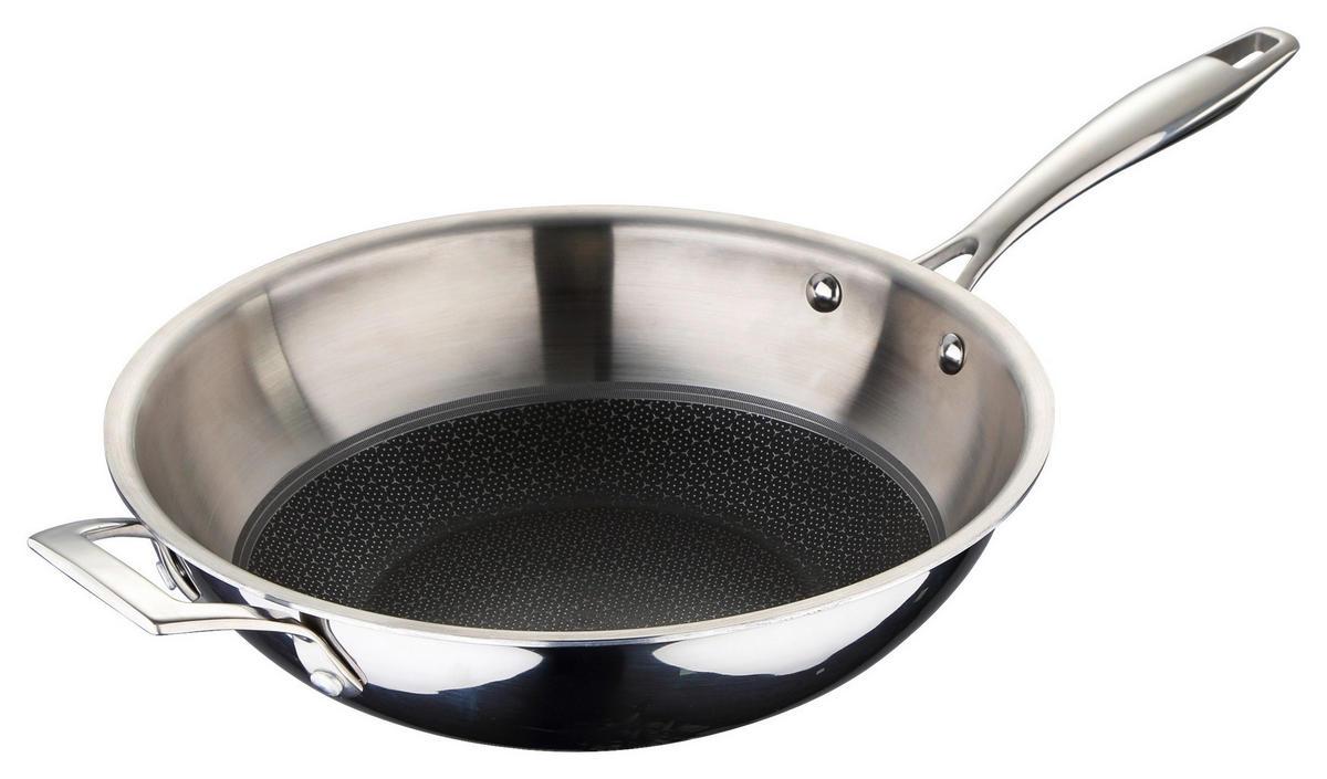WOK  - Edelstahlfarben/Schwarz, Basics, Metall (53/29,5/9cm) - Masterpro