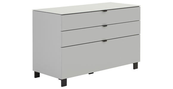 SIDEBOARD Grau, Hellgrau  110,1/73,1/52,5 cm  - Hellgrau/Schwarz, Design, Glas/Holzwerkstoff (110,1/73,1/52,5cm) - Hom`in