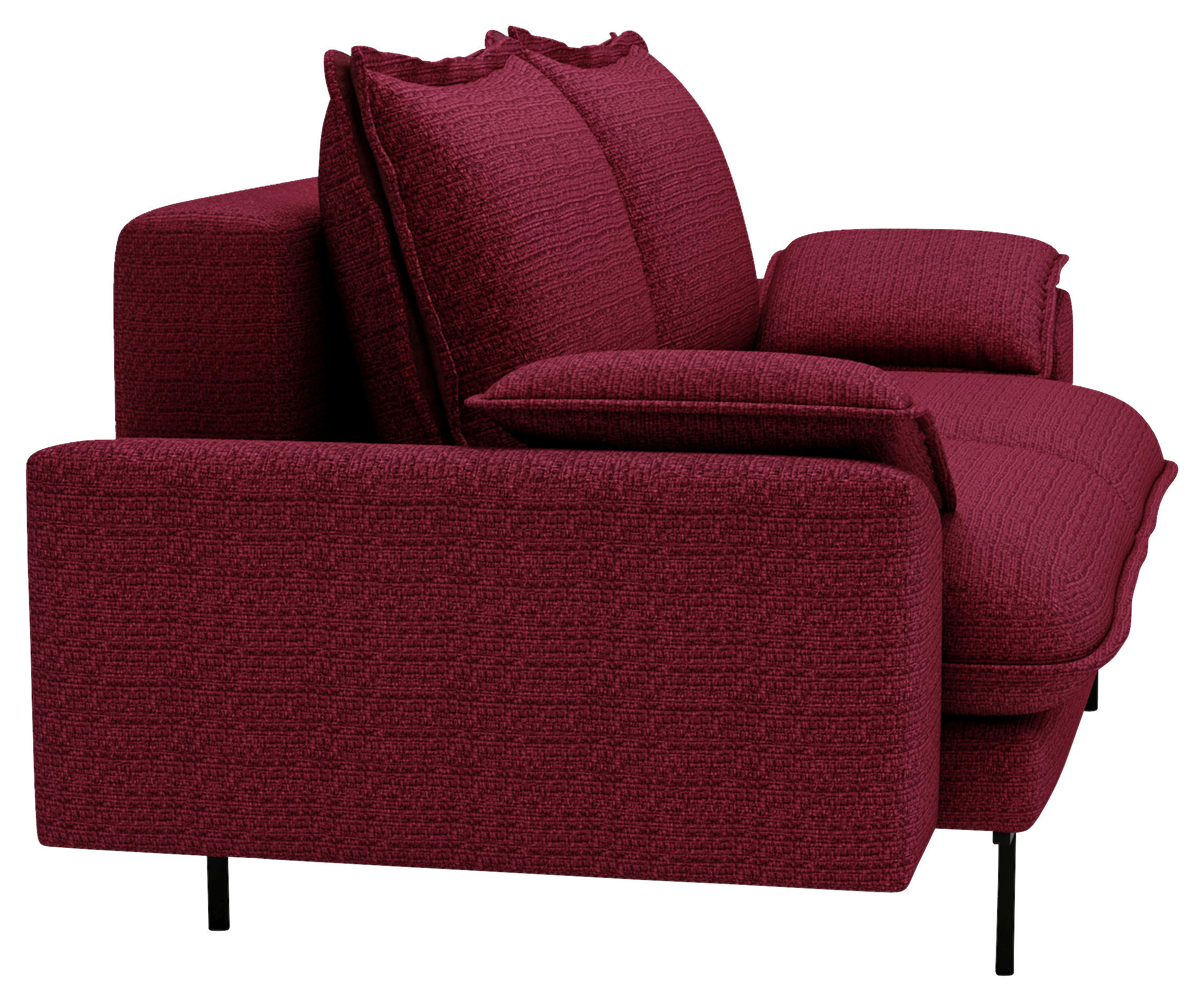 2-SITZER-SOFA Struktur Bordeaux  - Bordeaux/Schwarz, Design, Textil/Metall (195/92/97cm) - Livetastic