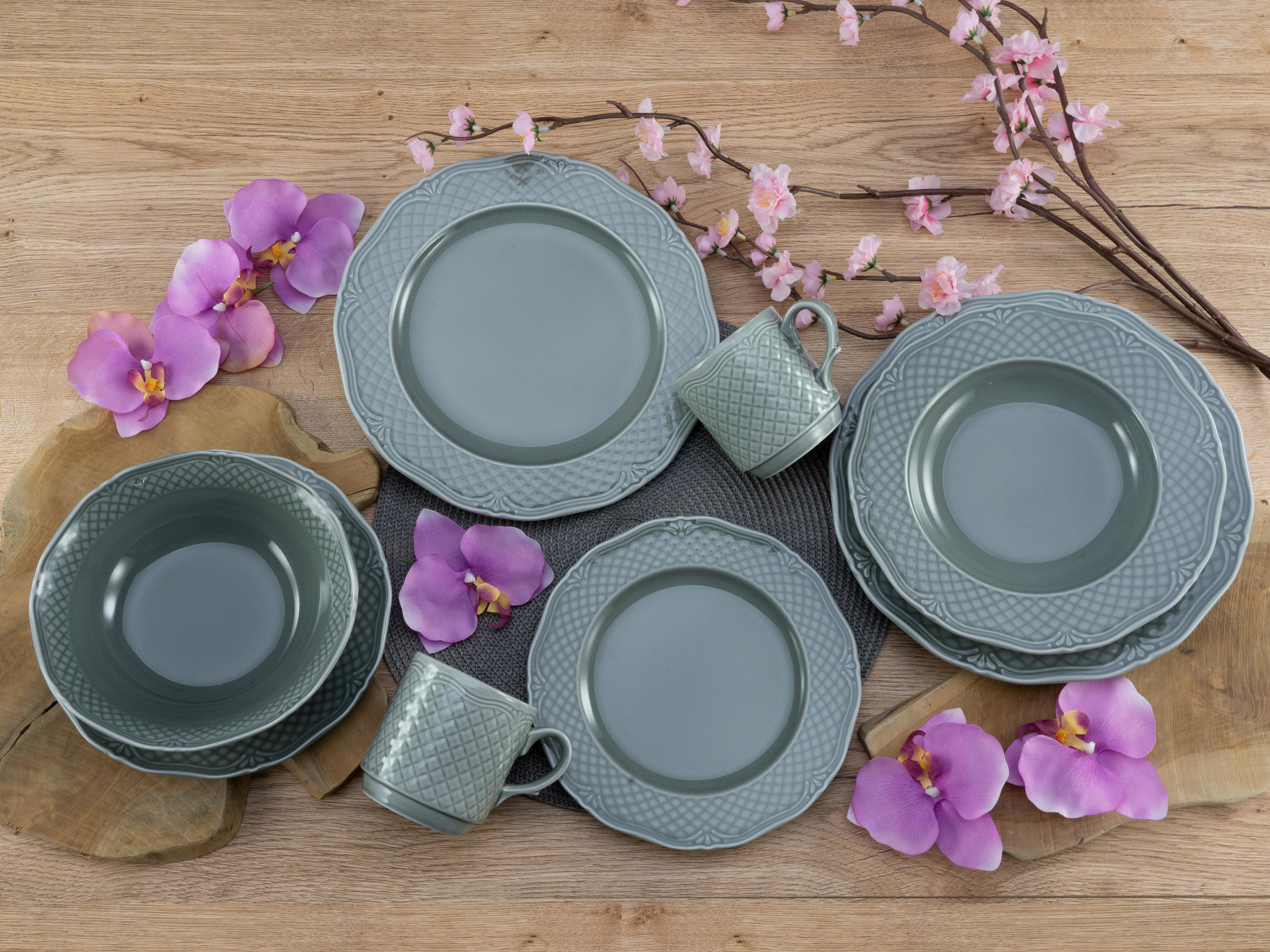 KOMBISERVICE Grau 20-teilig Arianne Grau  - Grau, Basics, Keramik - Creatable