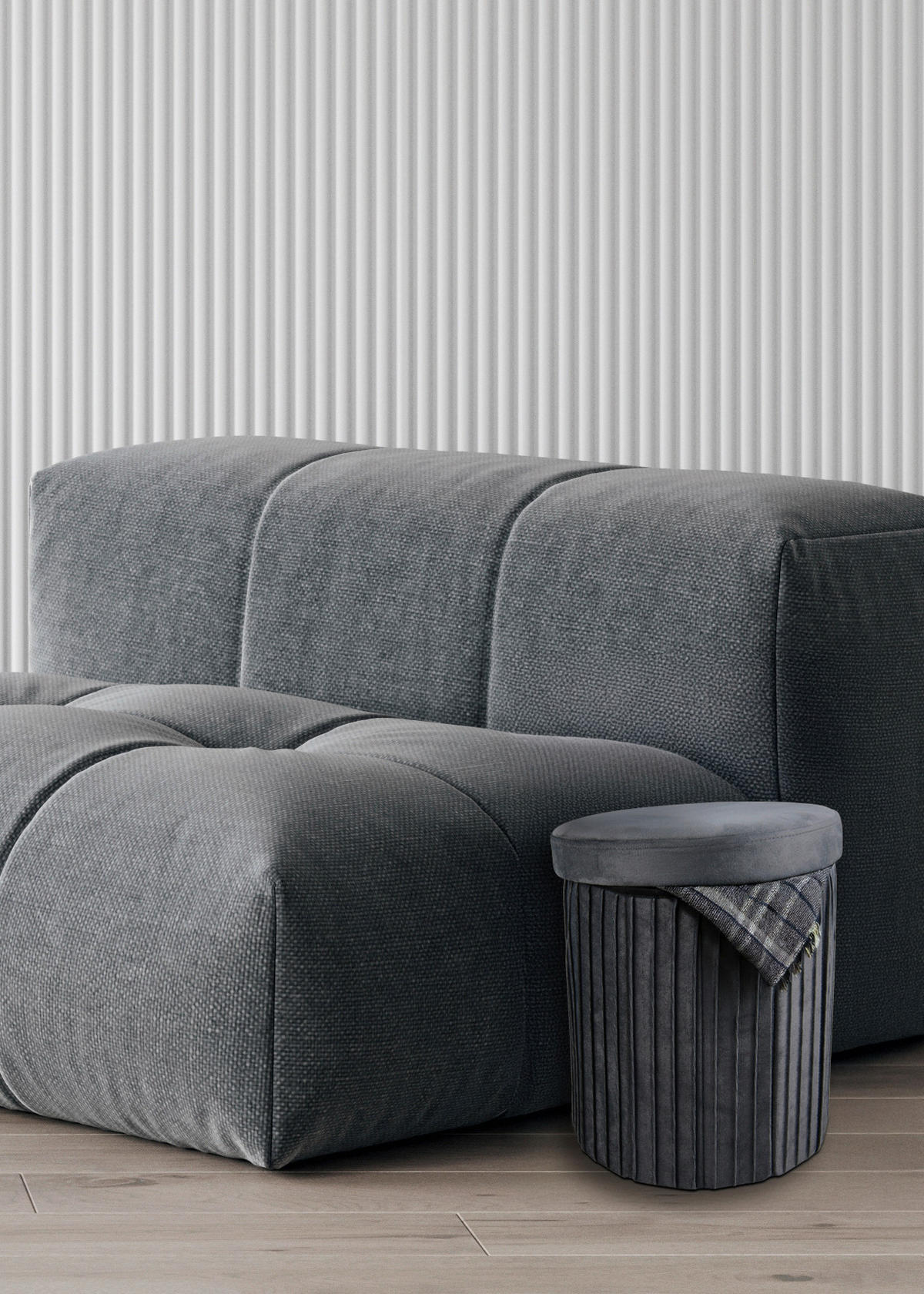 AUFBEWAHRUNGSBOX - Grau, MODERN, Textil (31/37,5/31cm) - Milino