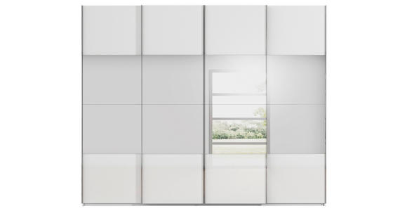 SCHWEBETÜRENSCHRANK  in Weiß  - Chromfarben/Weiß, Design, Glas/Holzwerkstoff (271/235/68cm) - Novel