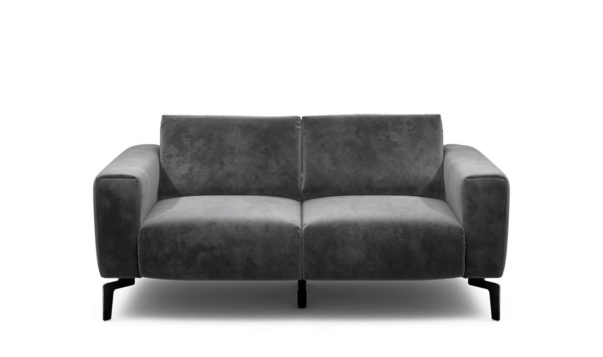 2-SITZER-SOFA Samt Anthrazit  - Anthrazit/Schwarz, Design, Textil/Metall (180/86/86-94cm) - SENSOO