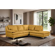ECKSOFA Senfgelb Echtleder  - Chromfarben/Senfgelb, Design, Leder/Metall (242/224cm) - Novel