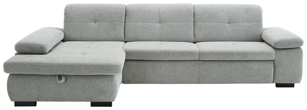 ECKSOFA Flachgewebe Alufarben  - Schwarz/Alufarben, Design, Textil/Metall (174/297cm) - Beldomo Style