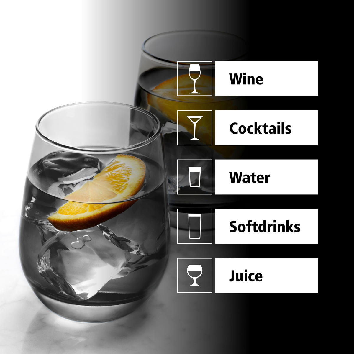 GLÄSERSET STEMLESS  12-teilig  - Hellgrau, Basics, Glas (9/11,5cm)