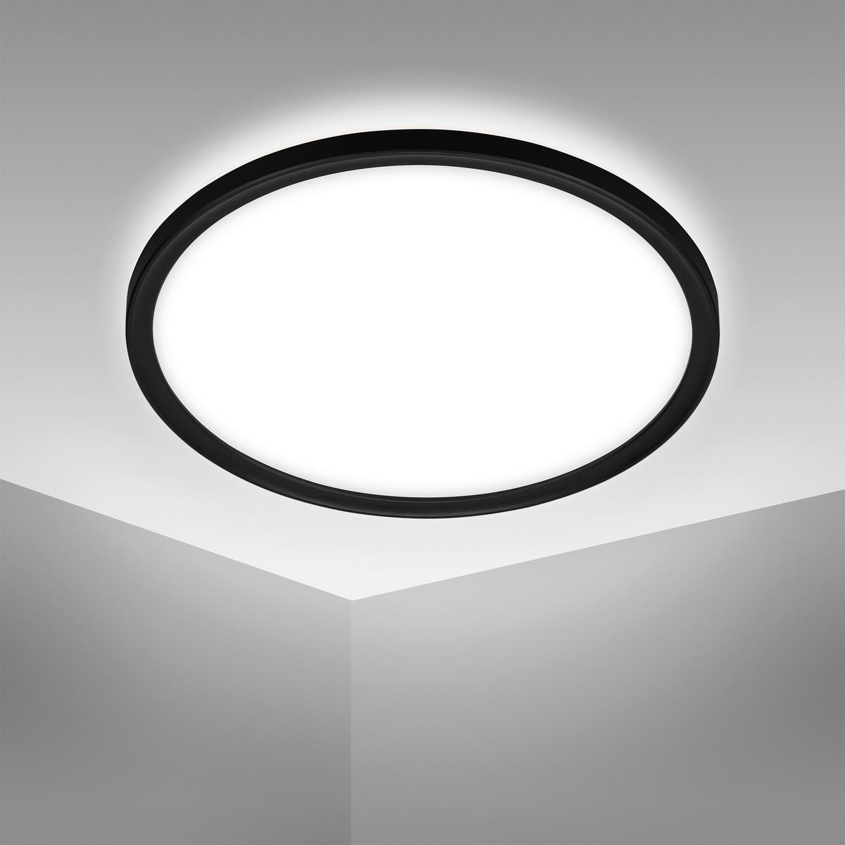 FÜRDŐSZ. LED MENNYEZETI LÁMPA - fekete, Basics, műanyag (42/2,5cm)