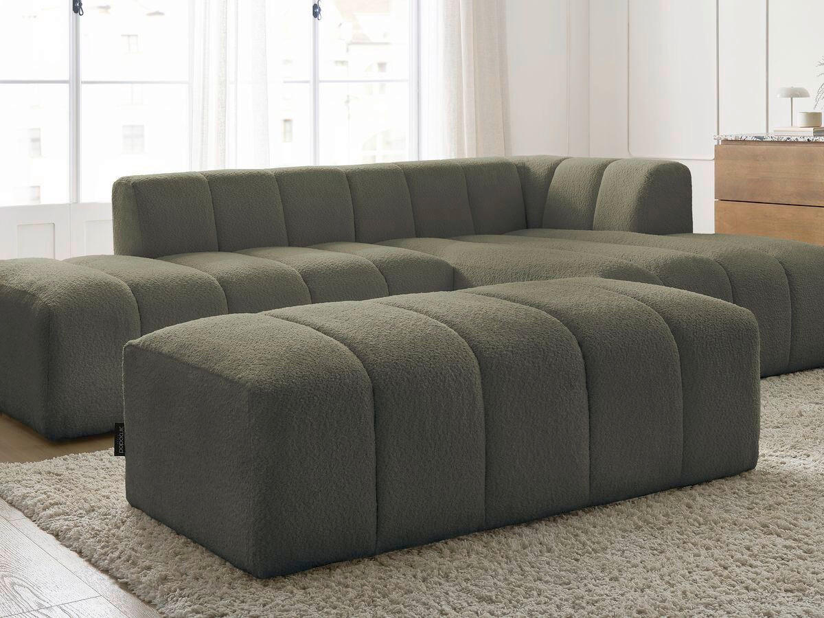 ECKSOFA  ANNECY Grün Bouclé  - Schwarz/Grün, MODERN, Kunststoff/Textil (262/170cm)