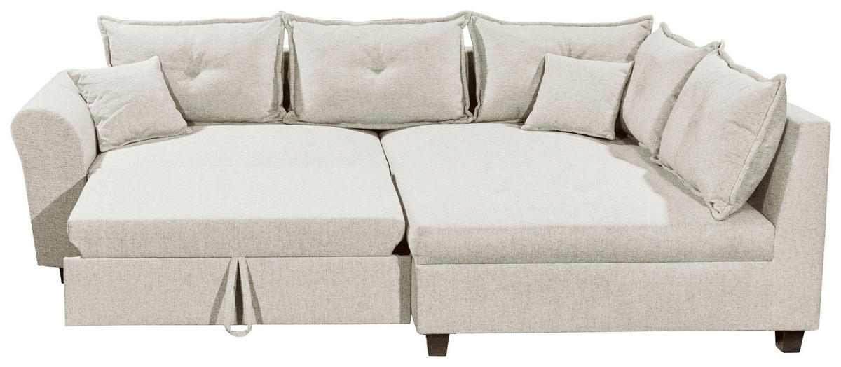 ECKSOFA in Webstoff Beige  - Beige/Schwarz, Modern, Kunststoff/Textil (252/175cm) - Livetastic