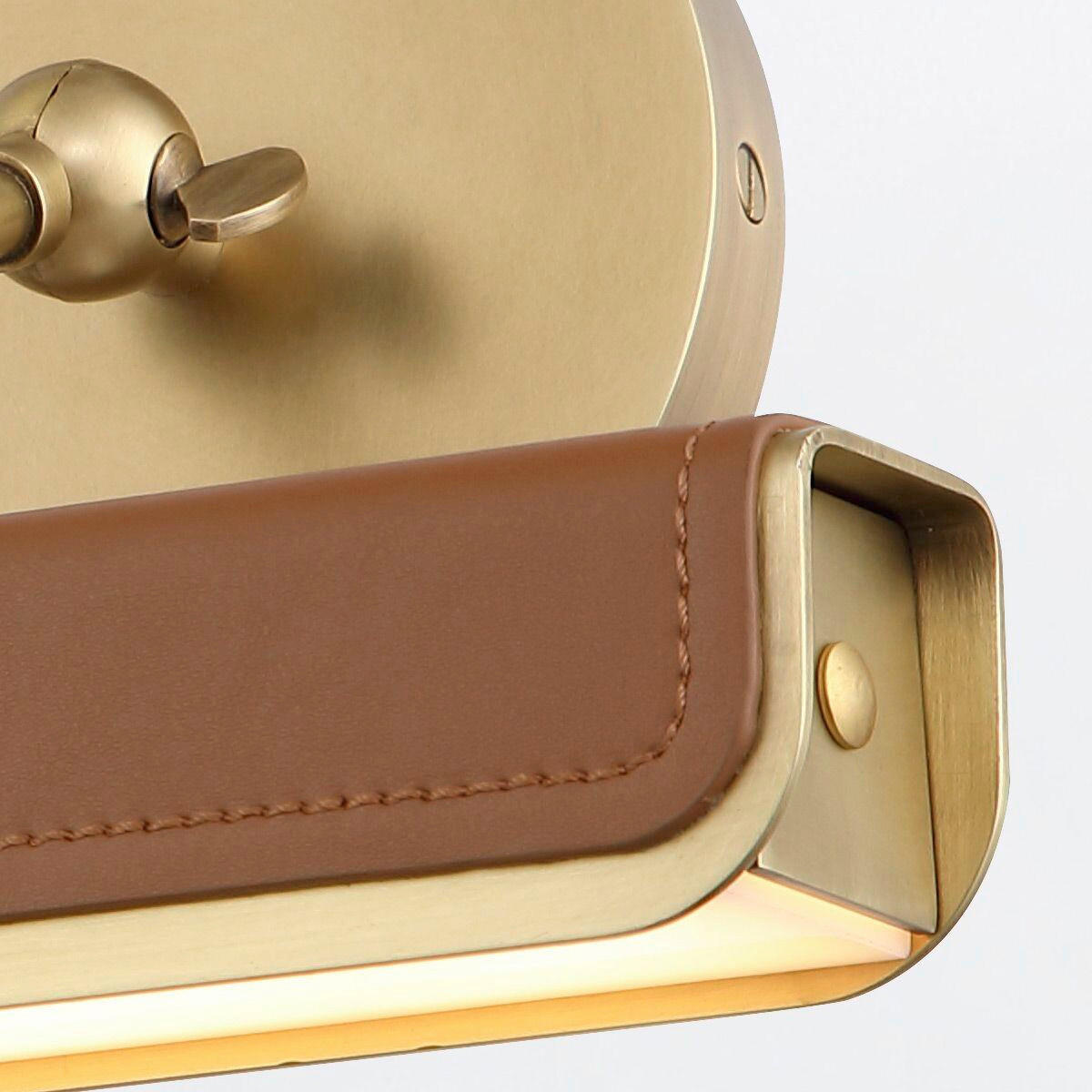 WANDLEUCHTE    - Messingfarben, KONVENTIONELL, Leder/Kunststoff (19,7/30,5/24,8cm) - Elstead Lighting