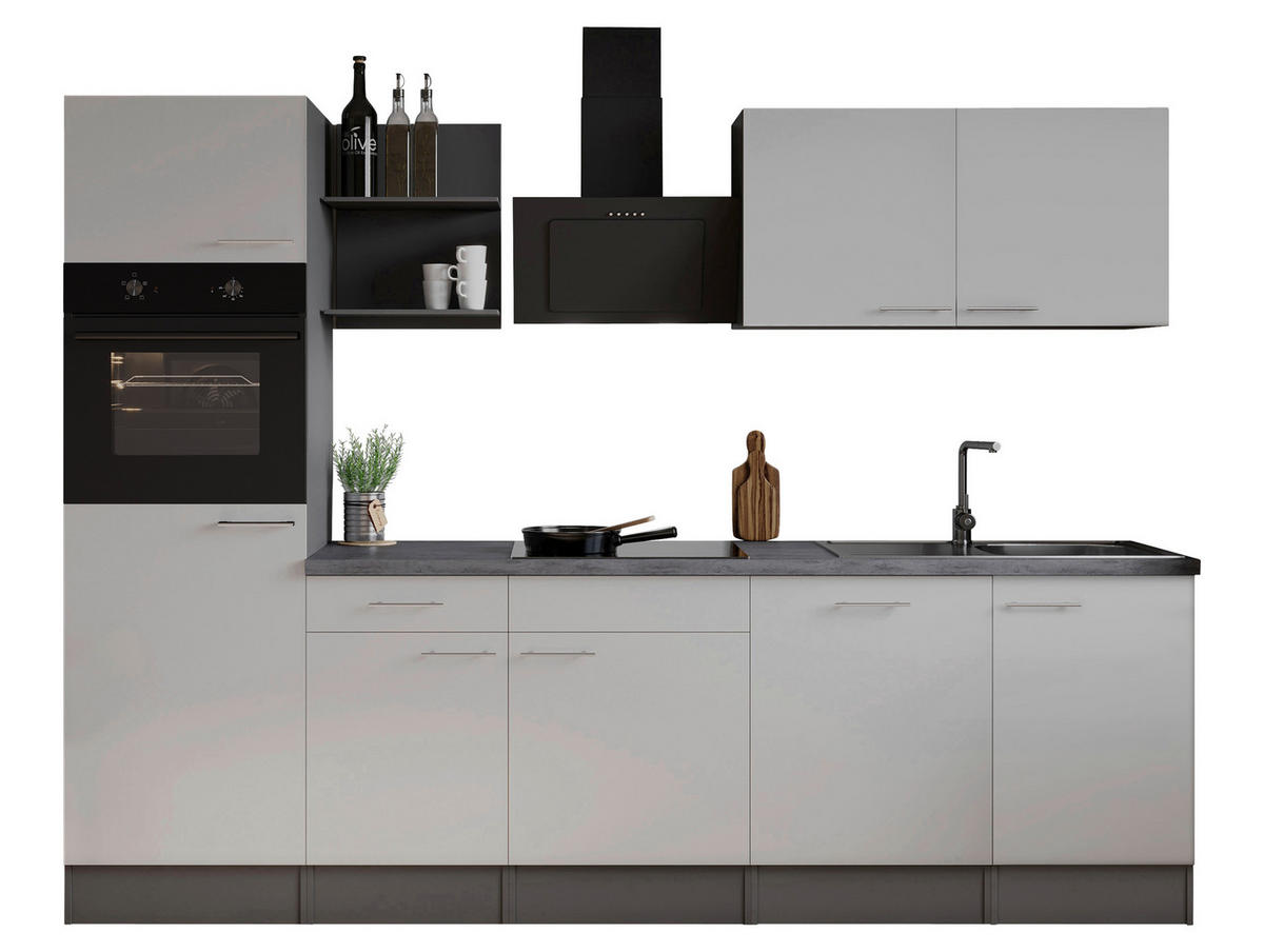 MODULKÖK 280 cm   i vit  - vit/grå, Trend, metall/trämaterial (280cm) - Respekta