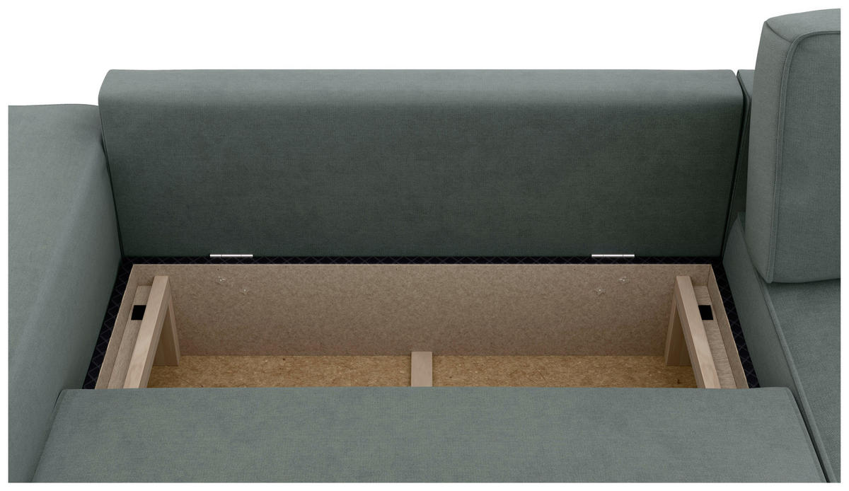 ECKSOFA in Struktur Grau  265/164 cm  - Schwarz/Grau, MODERN, Kunststoff/Textil (265/164cm) - Trendmanufaktur