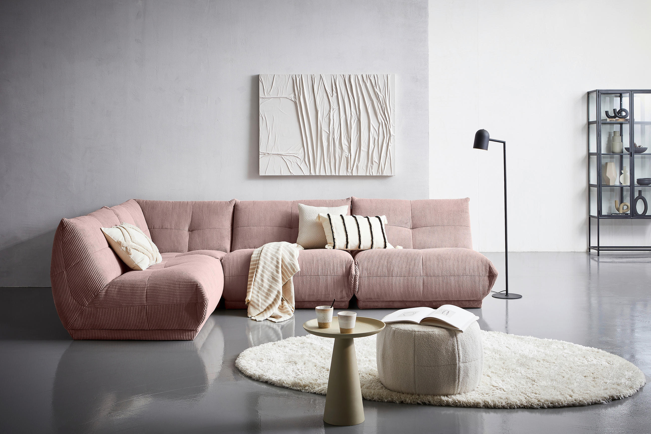 ECKSOFA in Cord Altrosa - Altrosa, Trend, Textil (210/315cm) - Livetastic