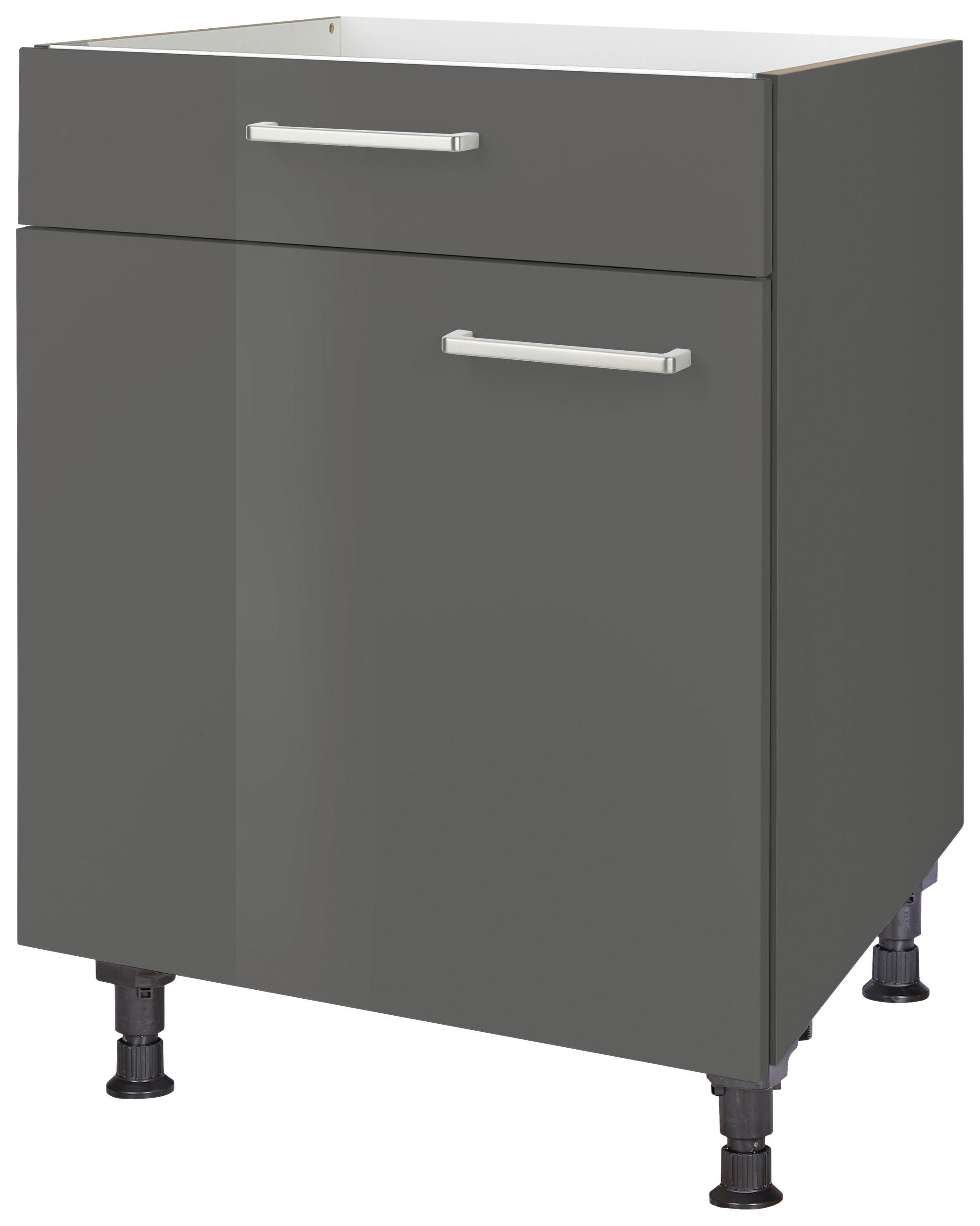 KOCHFELDUMBAUSCHRANK 60/87/56 cm  in Schieferfarben  - Schieferfarben/Edelstahlfarben, MODERN, Holzwerkstoff/Metall (60/87/56cm) - Nobilia