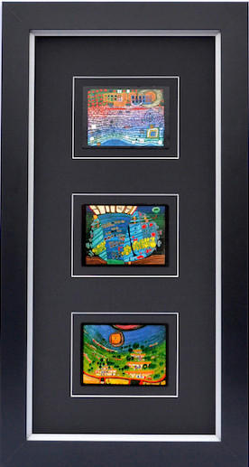 KUNSTDRUCK Hundertwasser Abstraktes, Architektur WELLENLÄNGE, DER BLAUE MOND  - Multicolor/Schwarz, Basics, Holzwerkstoff (45/82,5cm)