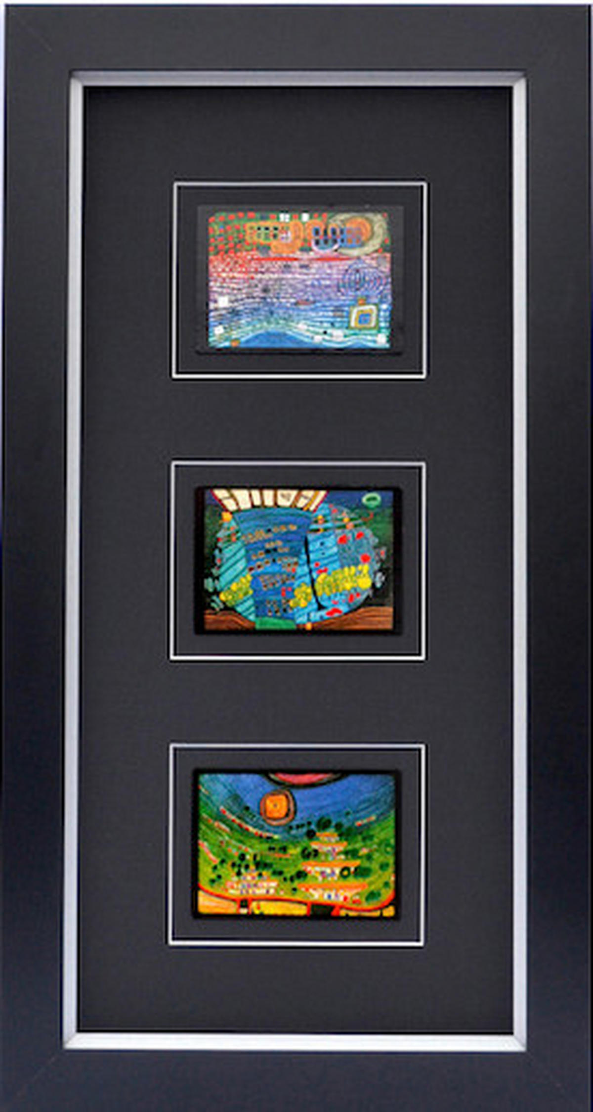 KUNSTDRUCK Hundertwasser Abstraktes, Architektur WELLENLÄNGE, DER BLAUE MOND  - Multicolor/Schwarz, Basics, Holzwerkstoff (45/82,5cm)