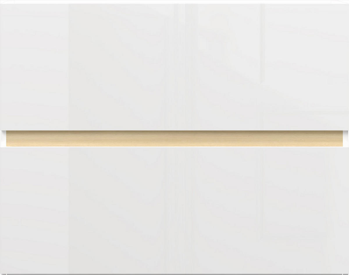 SCHUHKIPPER - Eichefarben/Weiß Hochglanz, Design, Holzwerkstoff (104/82/29cm) - MID.YOU