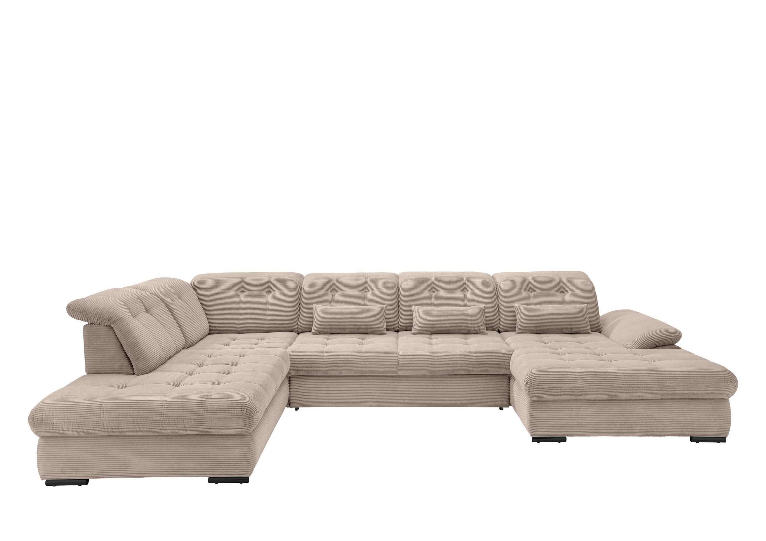 SALON PANORAMIQUE in Cord Beige  - beige/noir, Modern, textile/métal (252/387/184cm) - Livetastic