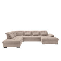 SALON PANORAMIQUE in Cord Beige  - beige/noir, Modern, textile/métal (252/387/184cm) - Livetastic