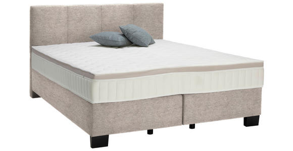 BOXSPRINGBETT 180/200 cm  in Beige  - Beige/Schwarz, Design, Kunststoff/Textil (180/200cm) - Hom`in