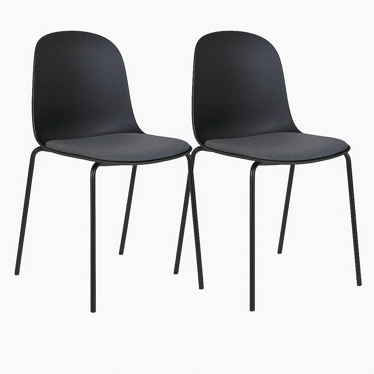 STUHL-SET 2 Stück  in matt  - Schwarz, MODERN, Kunststoff/Metall (48/86/56cm) - MID.YOU