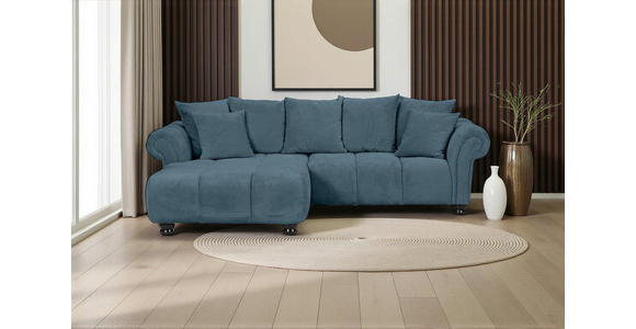 ECKSOFA  in Plüsch Petrol  190/288 cm  - Dunkelbraun/Petrol, KONVENTIONELL, Holz/Textil (190/288cm) - Carryhome