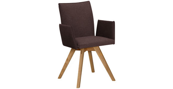 ARMLEHNSTUHL  Stoffauswahl, Typenauswahl Lederlook  - Eichefarben/Dunkelbraun, KONVENTIONELL, Holz/Textil (60/91/61cm) - Moderano