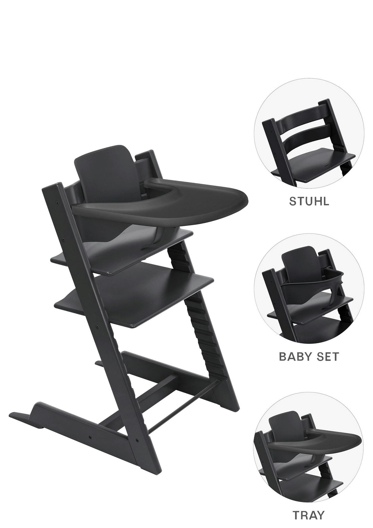 HOCHSTUHL-SET Tripp Trapp Bundles  - Schwarz, Basics, Holz (83/65/46cm) - Stokke
