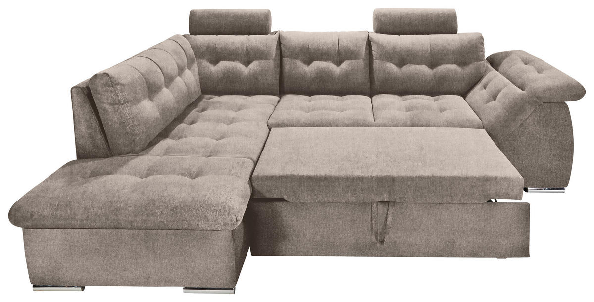 ECKSOFA Beige Mikrovelours  - Beige, KONVENTIONELL, Kunststoff/Textil (193/283cm) - MID.YOU