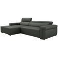 ECKSOFA DUA in Echtleder Anthrazit  170/293 cm  - Chromfarben/Anthrazit, Design, Leder/Metall (170/293cm) - Novel