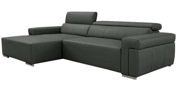 ECKSOFA DUA in Echtleder Anthrazit  170/293 cm  - Chromfarben/Anthrazit, Design, Leder/Metall (170/293cm) - Novel