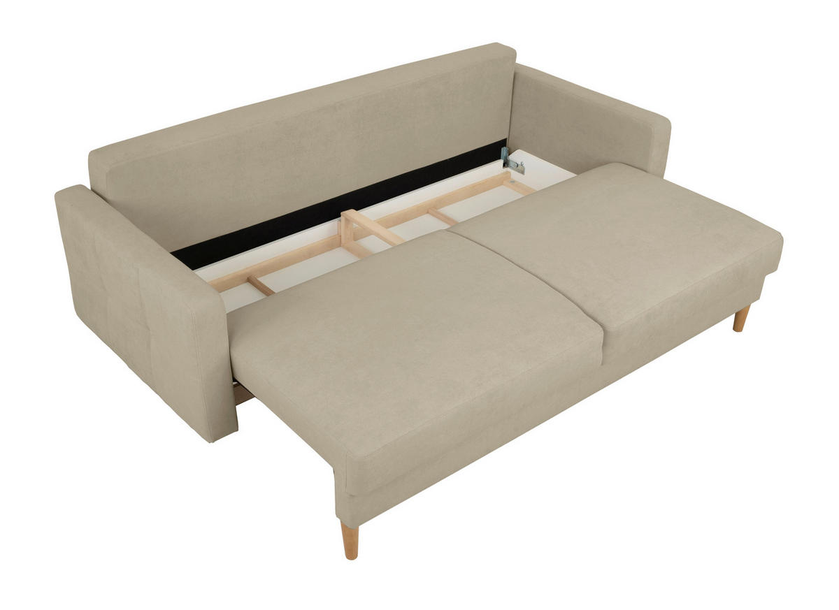 SCHLAFSOFA in Taupe  - Taupe/Buchefarben, Design, Holz/Textil (222/93/99cm) - MID.YOU
