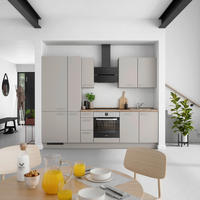 KÜCHENLEERBLOCK Touch 270 cm  in Grau, Eiche dunkel  - Eiche dunkel/Edelstahlfarben, MODERN, Holzwerkstoff/Metall (270cm) - Nobilia