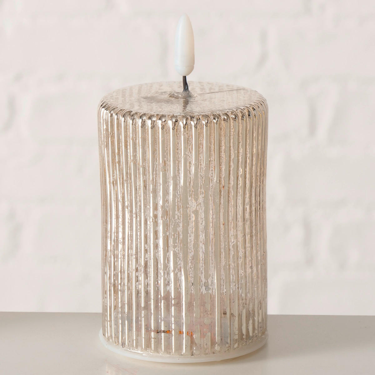 LED-KERZE  - Silberfarben, Basics, Glas/Kunststoff (7/13cm) - Boltze Home