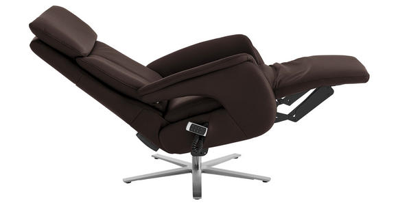 RELAXSESSEL in Leder Dunkelbraun - Edelstahlfarben/Dunkelbraun, Design, Leder/Metall (70/124/85cm) - Cantus