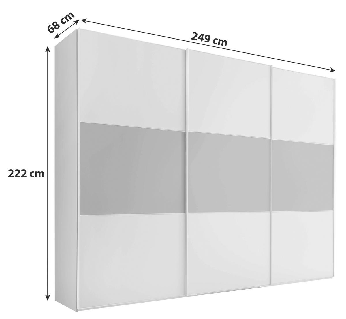 SCHWEBETÜRENSCHRANK in Anthrazit, Weiss  - Weiss/Anthrazit, Design (249/222/68cm) - MID.YOU